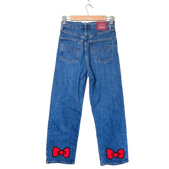 Levi’s x Hello Kitty Ribcage Straight Ankle Jean Button Fly Denim Blue 28 - Picture 3 of 15